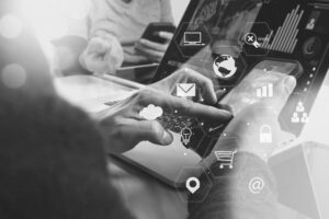 co working team meeting concept,businessman using smart phone an